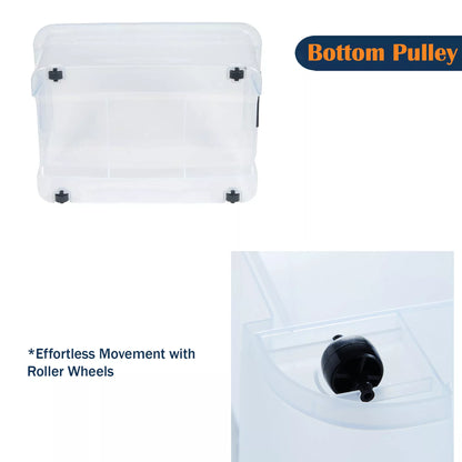 Rolling Storage Box with Lid and Wheels- Large, 52 LITRE