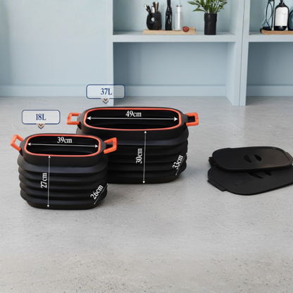 Collapsible Pop-up Utility Bin with Lids and Handles - Combo- 18, 37 Litres