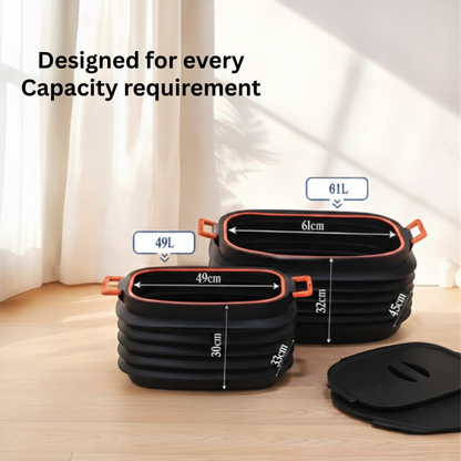 Collapsible Pop-up Utility Bin with Lids and Handles - Combo- 37 & 60 Litres